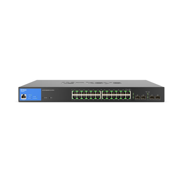 24-Port Managed Gigabit PoE+ Switch 250W with 4 1G SFP Uplinks TAA Compliant LGS328PC, , hi-res