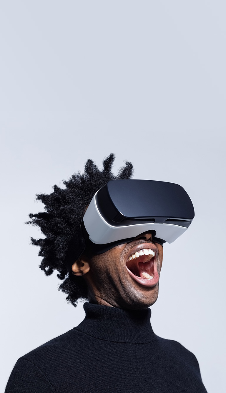 man using VR system